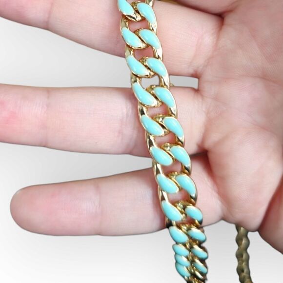 Reversible Touch of Blue Gold-tone Curb Chain Necklace - Picture 11 of 15